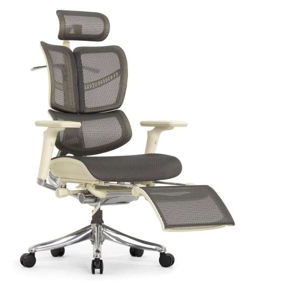 Кресло EXPERT 2 FLY RFYM 01 G (сидение MAX с подножкой, подлокотник 6D(360), сетка сер/каркас светл)