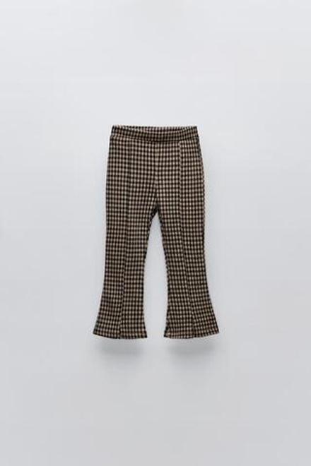 ZARA РАСКЛЕШЕННЫЕ БРЮКИ С ПРИНТОМ, РЫЖЕВАТО-КОРИЧНЕВЫЙ
