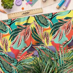 Ткань мембрана разноцветные пёстрые листья