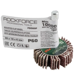 Круг шлифовальный лепестковый (P60, 30х10мм, цанга 6мм, max 10 000 об/мин) RockForce##Rock FORCE RF-FD560Р