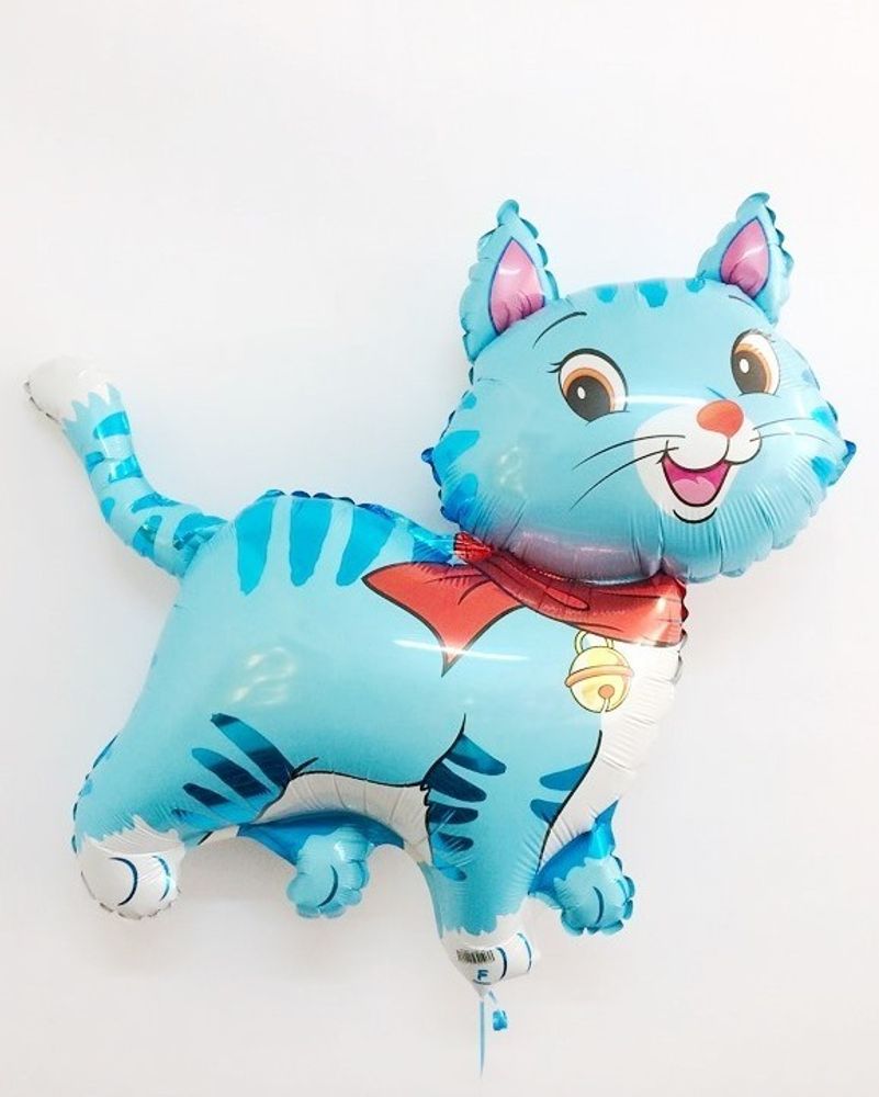 КОТ F Шар фигура Милый котенок в шарфике (голубой), 37"/94 см (БГ-31)