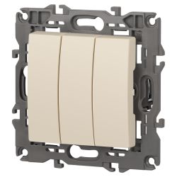 14-1107-02 ЭРА Выключатель тройной, 10АХ-250В, IP20, Эра Elegance, сл.кость