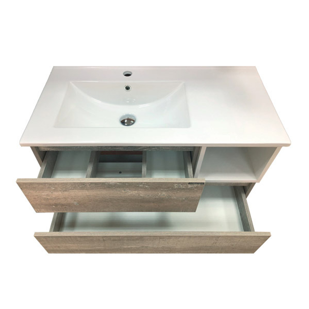 Comforty. Тумба-умывальник Турин-90L дуб бежевый с раковиной Comforty 9090EL