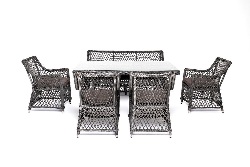"Катания" обеденная группа плетеная на 6 персон, цвет графит