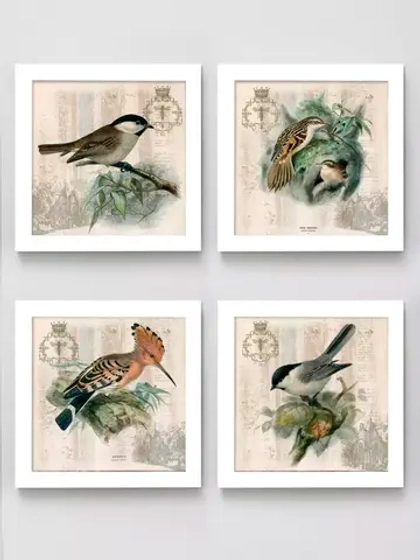 Картины на стену интерьерная на холсте 4 шт, 23*23 см