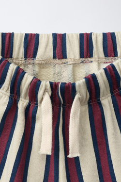 ZARA БРЮКИ WIDE LEG ИЗ ФУТЕРА В ПОЛОСКУ, БУРГУНДИ