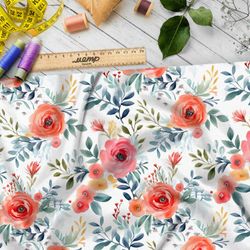 Ткань премиум таффета полевые акварельные цветы