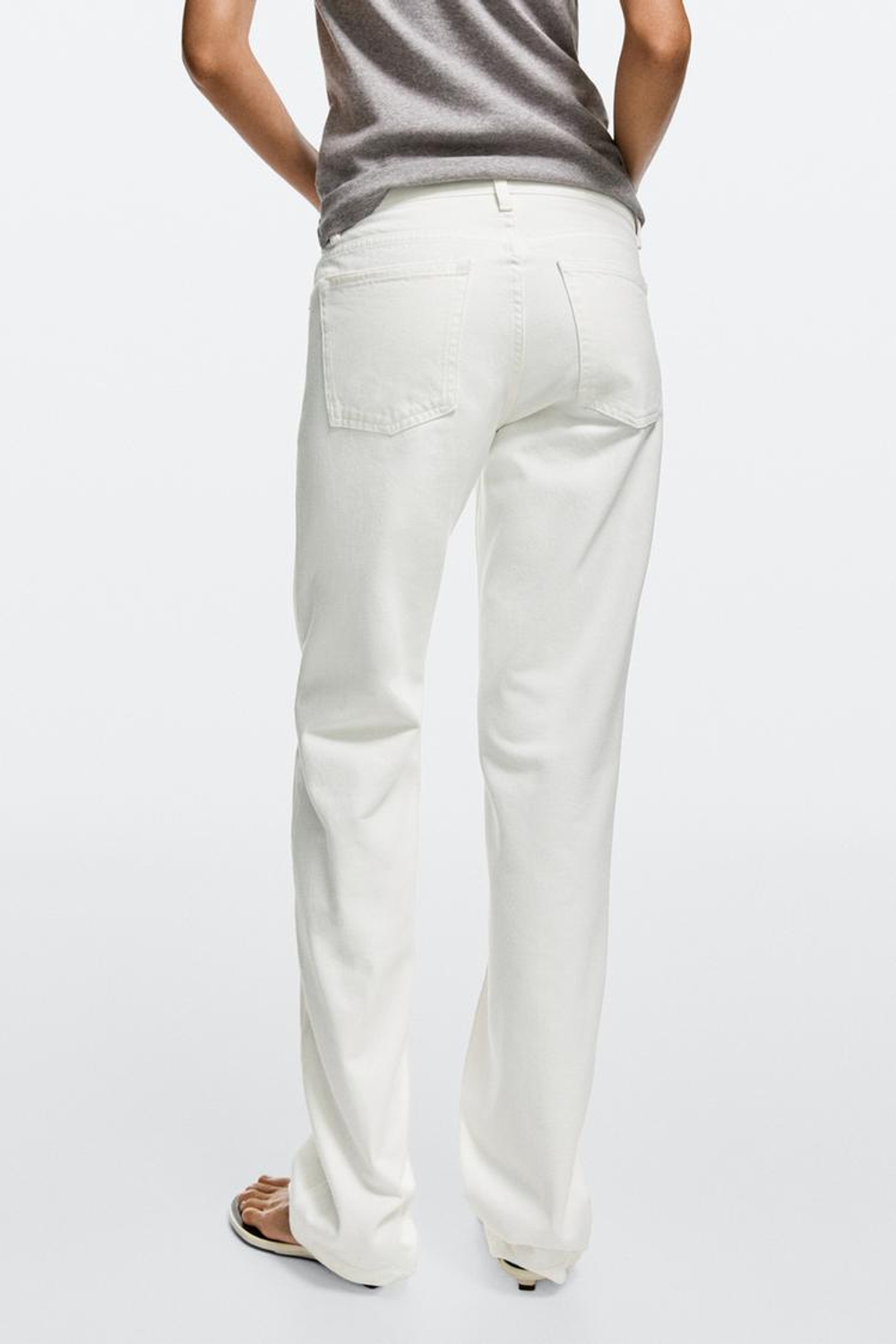 Massimo Dutti Джинсы прямого кроя с низкой посадкой, экрю