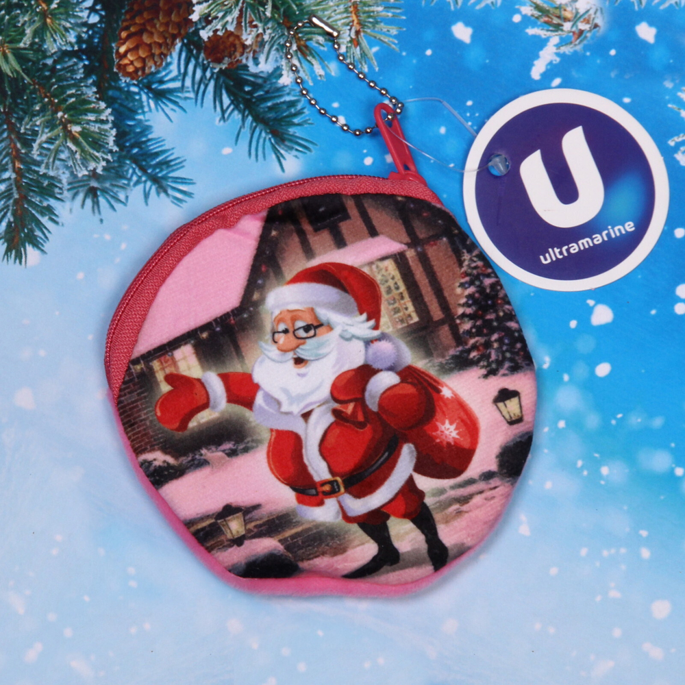 Кошелек с цепочкой «Счастливый Дед Мороз», d-10 см