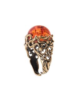 AM-2427 Кольцо «Винтажное» (латунь, янтарь)