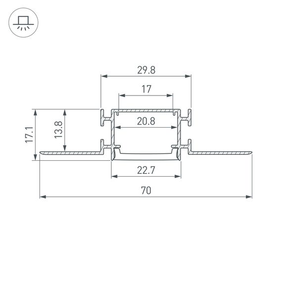 Профиль встраиваемый Arlight Fantom-Bent-W23-Top-2000 Anod 040347