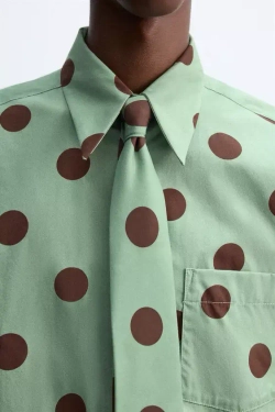 ZARA X HARRY LAMBERT, ГАЛСТУК В ГОРОШЕК, СВЕТЛО-ЗЕЛЕНЫЙ