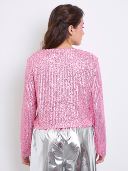 Костюм брючный праздничный с пайетками для девочки розовый