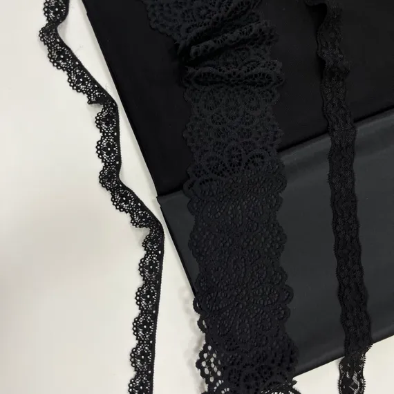 Кружево эластичное чёрное 2 см