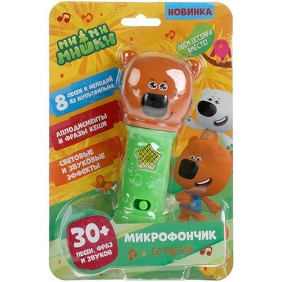 Микрофончик "Ми-ми-мишки" 30 песен, фраз, звук/свет. на бат. блистер HT612-R (Умка)