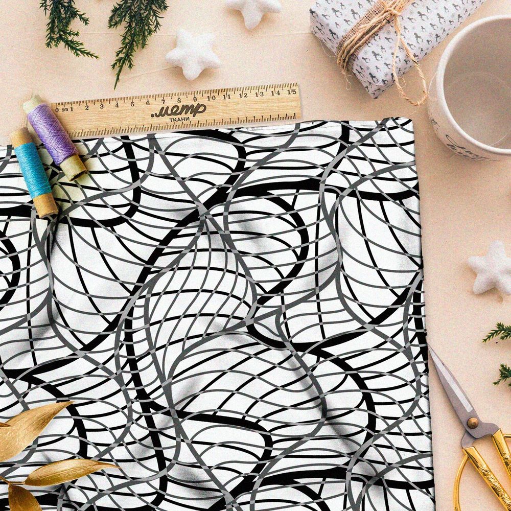 Ткань бифлекс потёкшая чешуя змеи на белом фоне