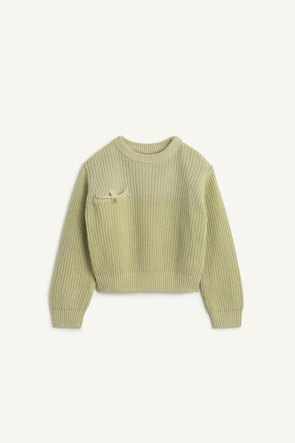 ZARA СВИТЕР С КРУГЛЫМ ВЫРЕЗОМ, ЛИНЯЛЫЙ ЗЕЛЕНЫЙ