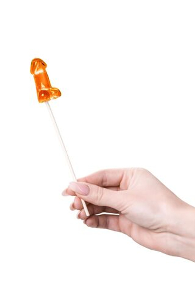 Набор из 2 мини-леденцов в форме члена со вкусом амаретто (Цвет: оранжевый)