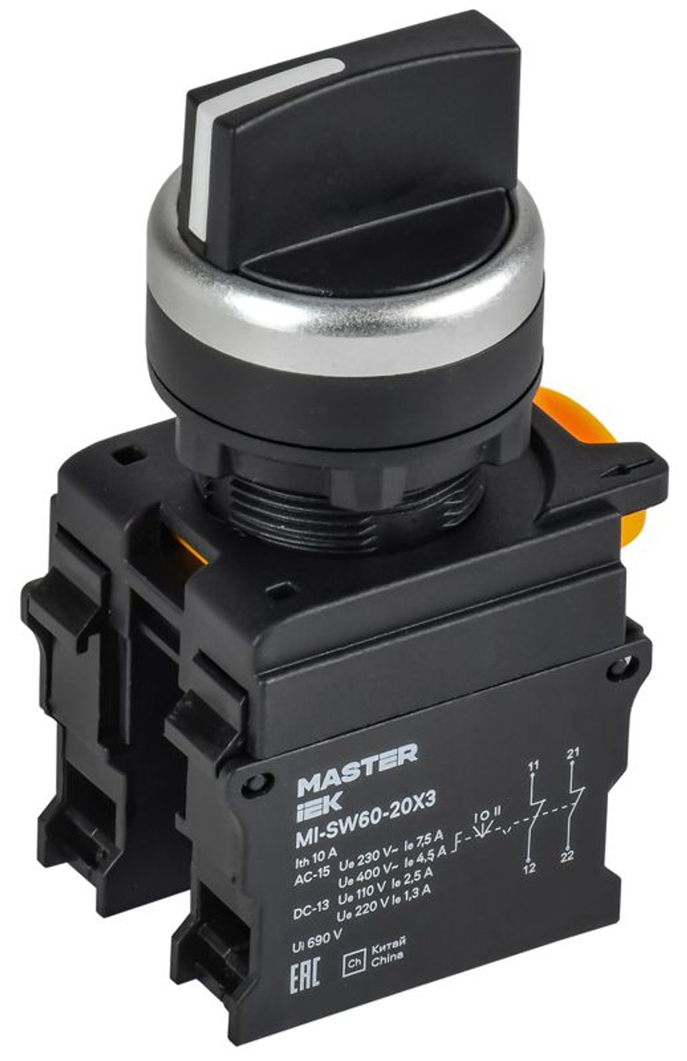 Переключатель 3 полож. 2НЗ черн. MASTER IEK MI-SW60-20X3-5-24-3-K02