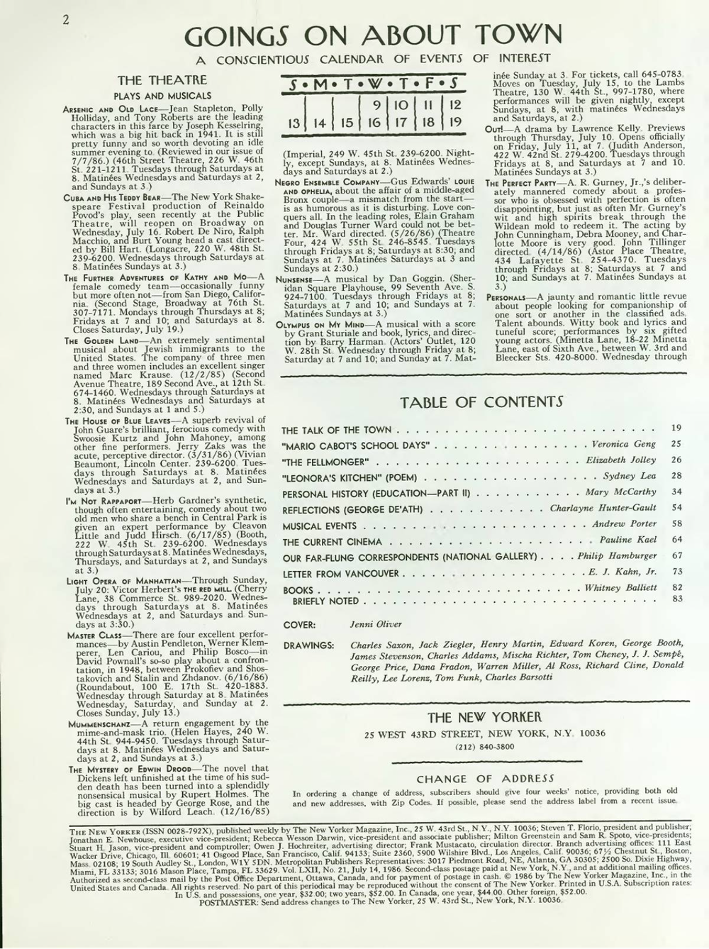 Журнал The New Yorker 14-07-1986