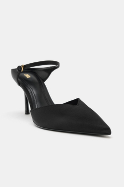 ZARA ТУФЛИ НА КАБЛУКЕ С ДЕКОРАТИВНОЙ ПРЯЖКОЙ, ЧЕРНЫЙ
