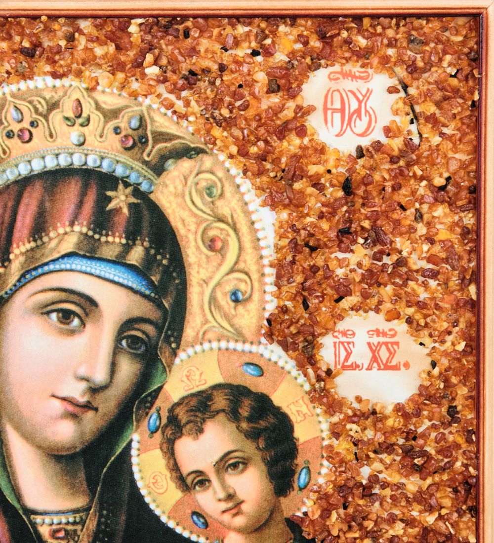 AMB-12/18 Икона Божией Матери «Иверская» (с янтарной крошкой) 45х55см