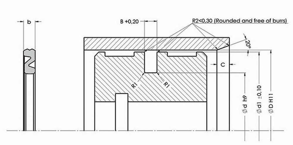 A803-080 Пневматическое уплотнение поршня с коротким ходом 80-68-3,4