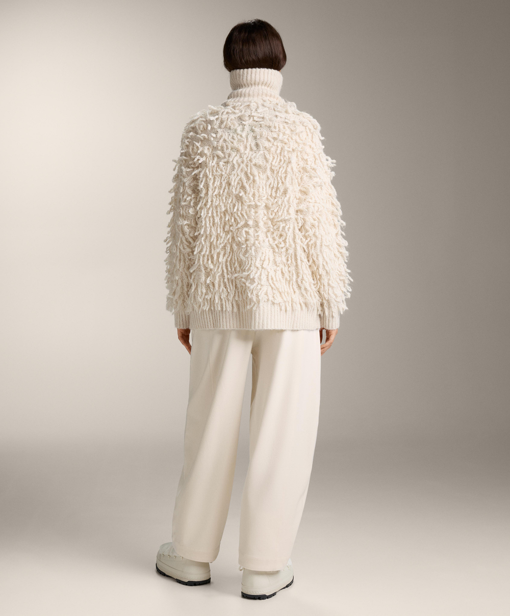 Oysho Вязаная куртка с бахромой, светлый экрю