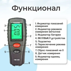 Толщиномер автомобильный лакокрасочного покрытия YNB-100S с чехлом и батарейками