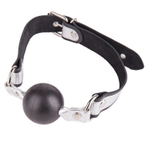 Кляп-шарик на серебристо-черных ремешках (Цвет: серебристый с черным)