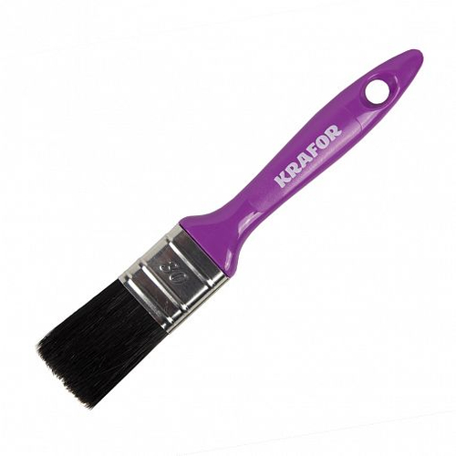 КИСТЬ ПЛОСКАЯ ЧЁРНАЯ ЩЕТИНА  30 Х 15 ММ "KRAFOR"---