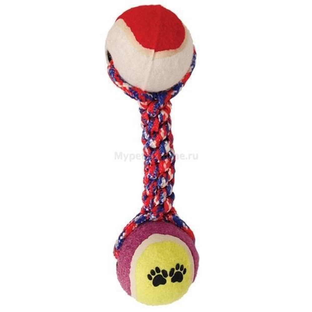Игрушка для собак "Веревка, 2 мяча", d65/200мм, Triol