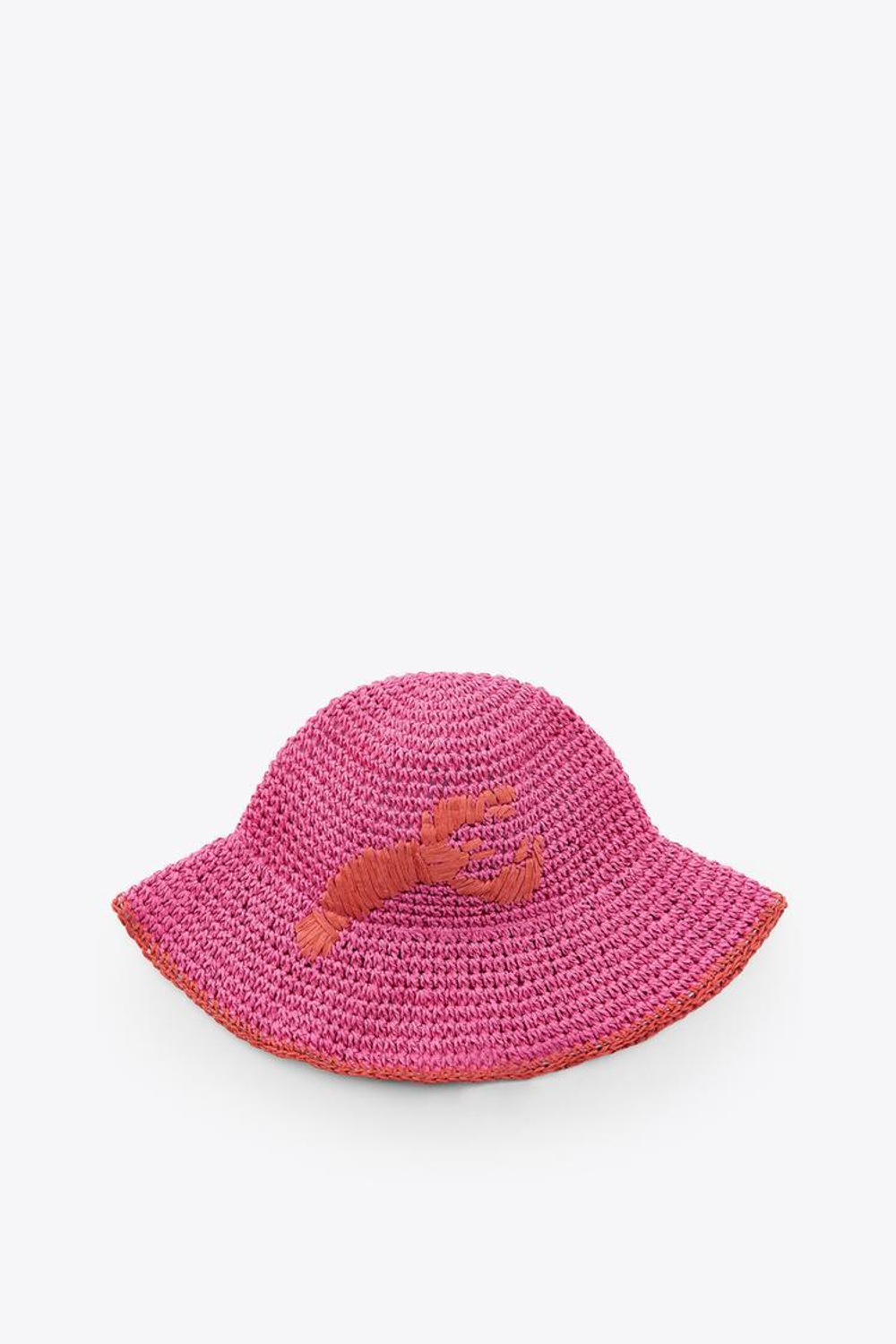ZARA ПЛЕТЕНАЯ ПАНАМА С ЛОБСТЕРОМ, ЦВЕТ ФУКСИИ