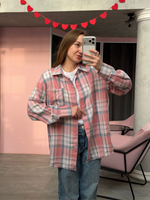 Рубашка в клетку розовый