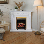 Каминокомплект Real Flame Dominica Corner WT с очагом Fobos Lux Brass (угловой)