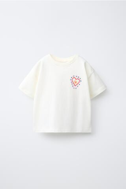 ZARA ФУТБОЛКА С НАДПИСЬЮ, БЕЛЫЙ