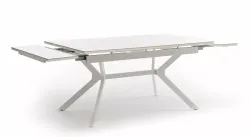 "Меркурий" стол интерьерный раздвижной обеденный из керамики, цвет белый глянцевый
