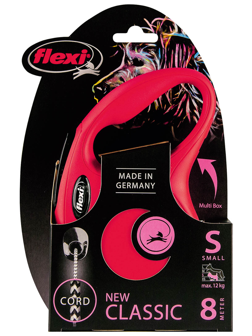 Поводок-рулетка Flexi New Classic S. Трос 8 м. для собак до 12 кг. Красный