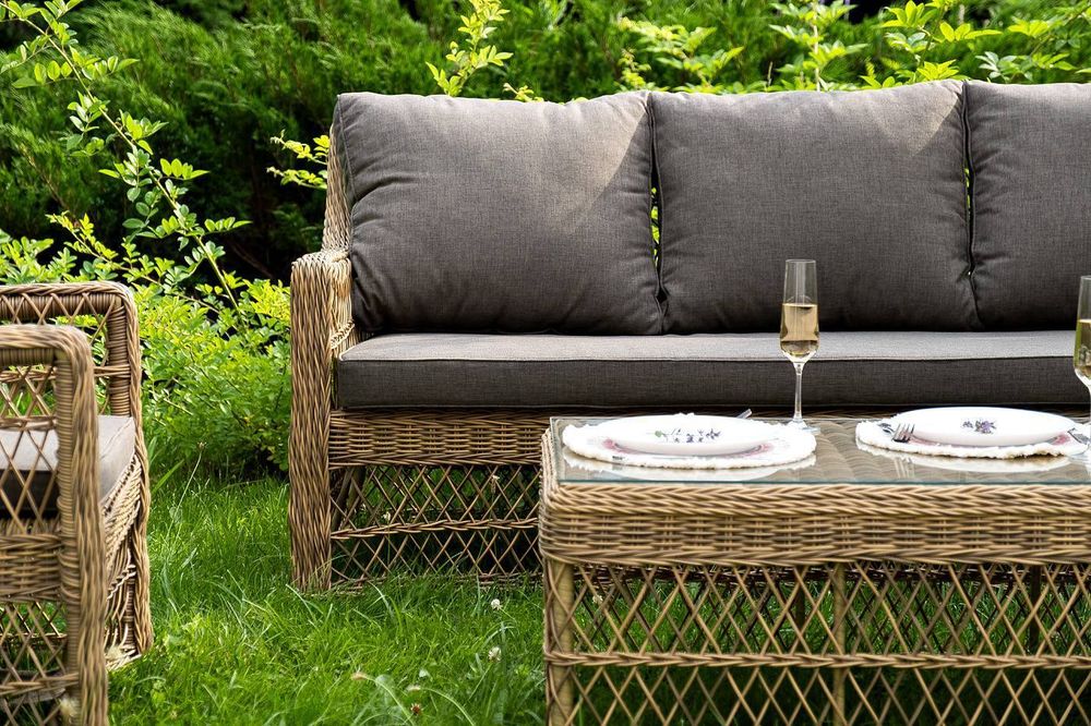 "Гранд Латте" лаунж-зона из искусственного ротанга, цвет соломенный