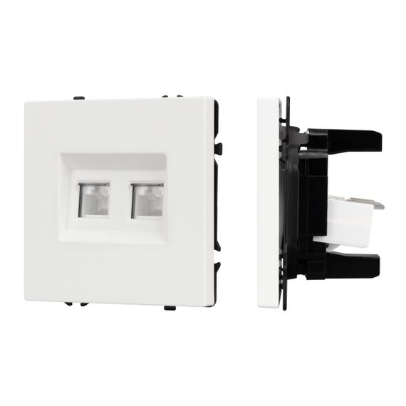 Механизм сдвоенной компьютерной розетки Arlight SCT-NOBE-MPC2-SFPL-WH (RJ-45, CAT6) 054312