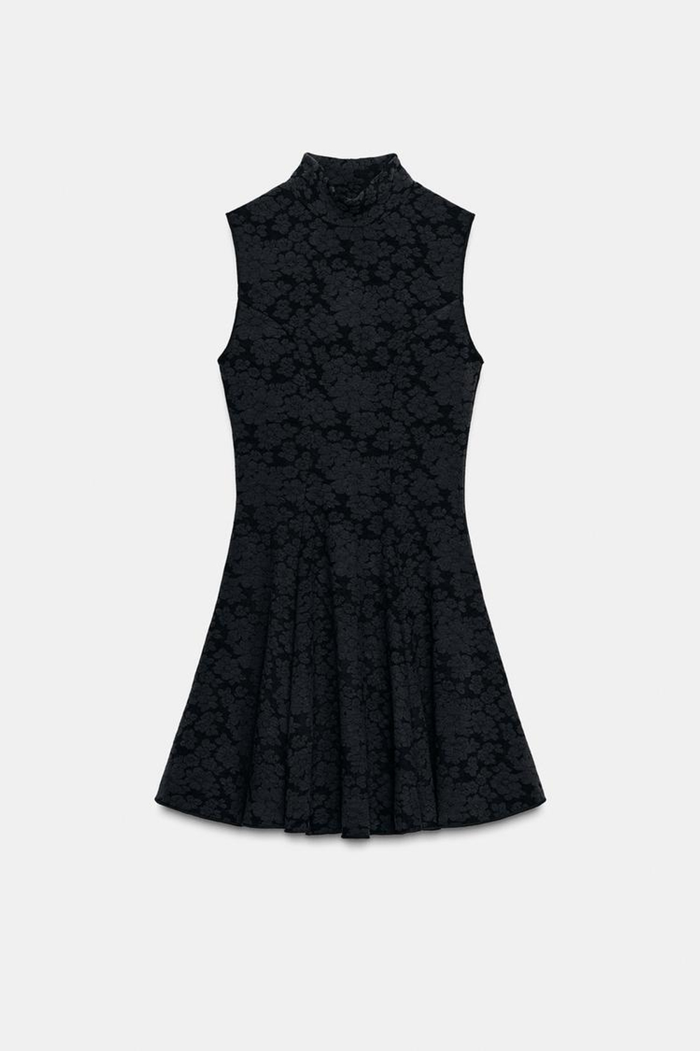 ZARA КОРОТКОЕ ЖАККАРДОВОЕ ПЛАТЬЕ, ЧЕРНЫЙ