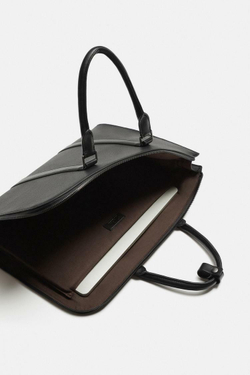 ZARA ПЛОСКИЙ ПОРТФЕЛЬ С ТИСНЕНИЕМ, ЧЕРНЫЙ