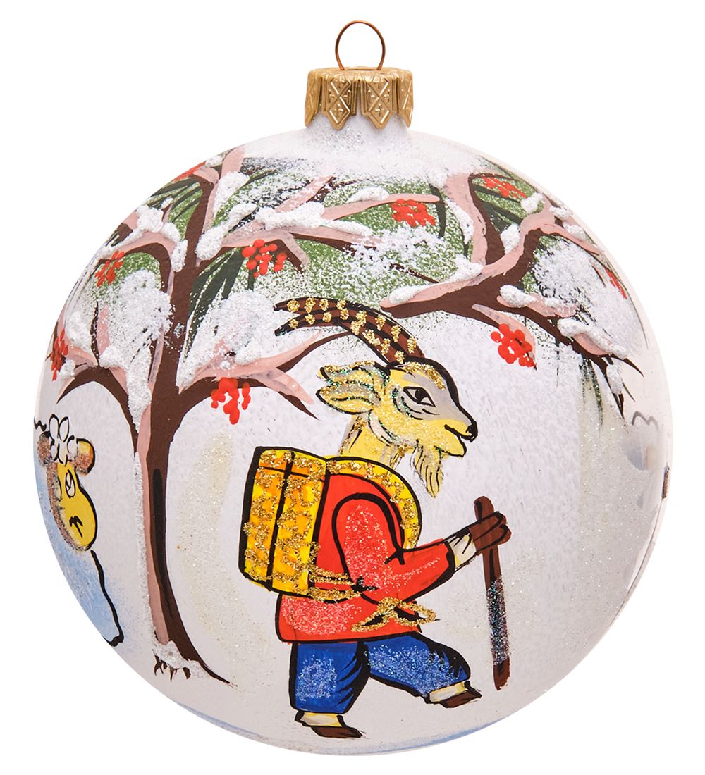 Элита НФШ-1447 Ел.украшение Шар «Козлик на прогулке» 100 мм