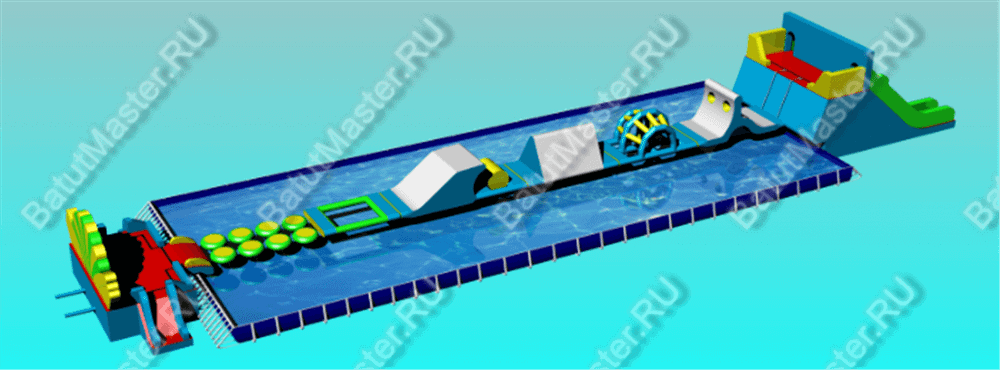 Наземный надувной аквапарк «Розовый бегемот» 38*10*5,5 м