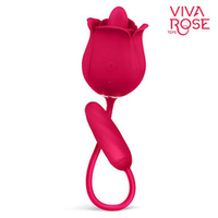 Малиновый двойной вибростимулятор с язычком Bior Toys Viva Rose RT-34001