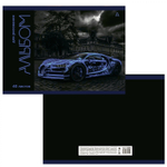 Альбом для рисования А4 40л, Alingar, гребень, мелованный картон(стандарт) 210г/м2, офсет 100 г/м2,, "Авто в городе", 1 дизайн в пленке т/у