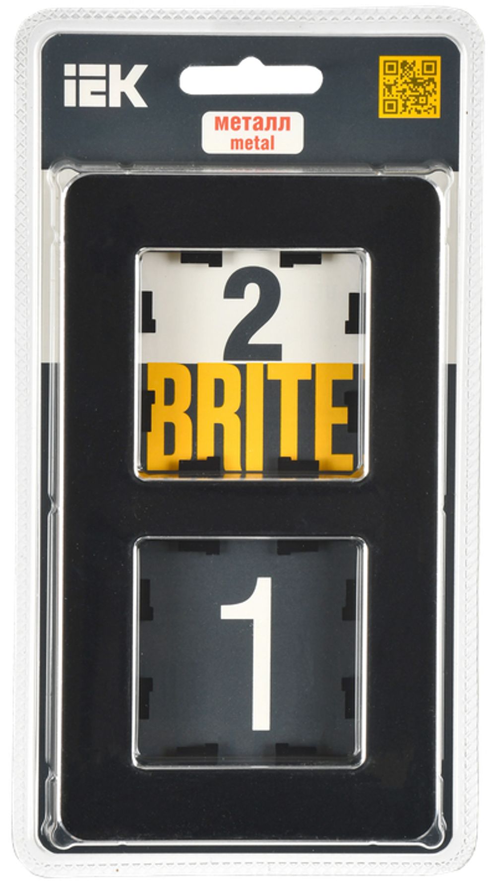 BRITE Рамка 2-местная РУ-2-1-Бр металл черный RE IEK