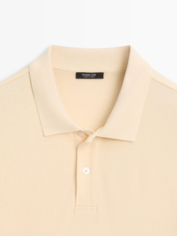 Massimo Dutti Поло из рельефного хлопка, ванильный