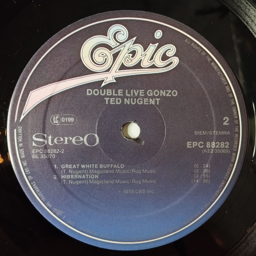 Винтажная виниловая пластинка LP Ted Nugent Double Live Gonzo (Holland 1978)