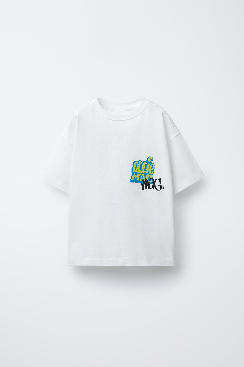 ZARA ФУТБОЛКА С ПРИНТОМ, БЕЛЫЙ